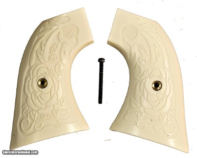 U.S. Firearms SA Ivory-Like Grips With Relief Carved Rose