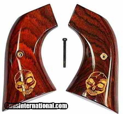 Ruger Vaquero XR3-Red Rosewood Grips With Human Skull