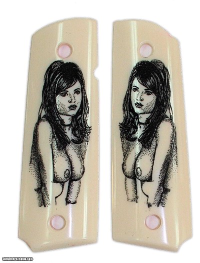 Colt 1911 Dupont Corian Grips With Naked Lady