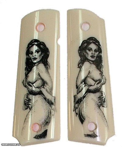 Colt 1911 Dupont Corian Grips With Naked Lady