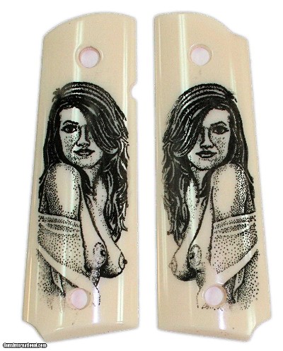 Colt 1911 Dupont Corian Grips With Naked Lady