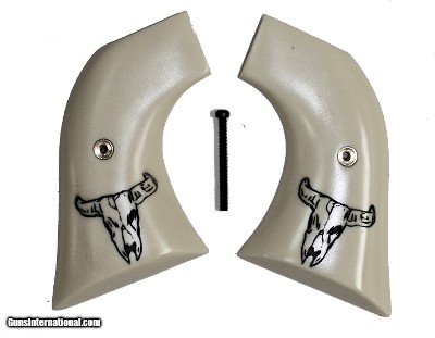 Ruger Vaquero XR3-Red Ivory-Like Grips, Bison Skull