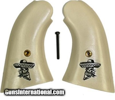Remington 1858 Pietta Ivory-Like Grips, Skull & Sombrero