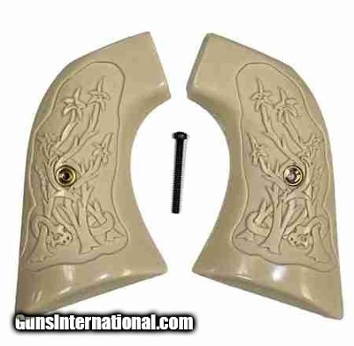 Ruger New Vaquero 2005 & 50th Anniv. Blackhawk .357 Ivory-Like Grips, With Snake in Bush