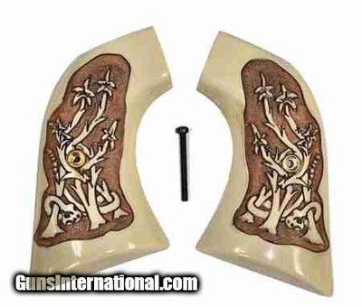 Ruger New Vaquero 2005 & 50th Anniv. Blackhawk .357 Ivory-Like Grips, Snake in Bush