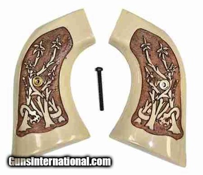 Ruger Vaquero XR3-Red Antiqued Grips, Snake in Bush