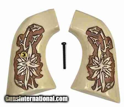 Ruger New Vaquero 2005 & 50th Anniv. Blackhawk .357 Ivory-Like Grips, Pinwheel Flower