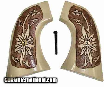 U.S. Firearms Ivory-Like Antiqued Grips, Pinwheel Flower