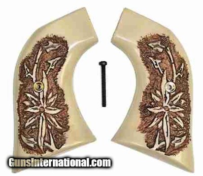 Ruger Vaquero XR3-Red Ivory-Like Grips, Pinwheel Flower