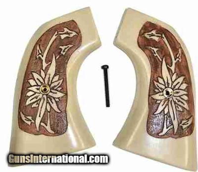 Virginian Dragoon Ivory-Like Antiqued Grips, Pinwheel Flower