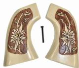 VA Dragoon Ivory-Like Antiqued Grips, Pinwheel Flower - 1 of 1