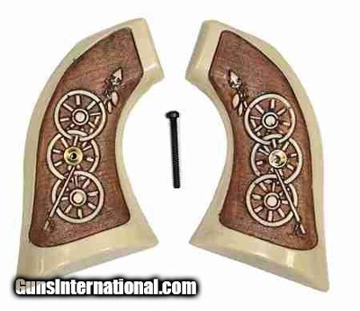 High Standard Double Nine Antiqued Grips, Arrow & Wagon Wheels