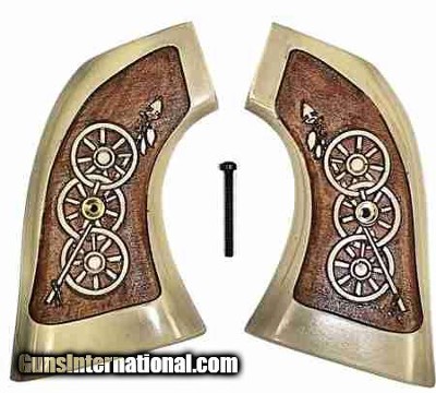 Virginian Dragoon Antiqued Grips, Arrow & Wagon Wheels