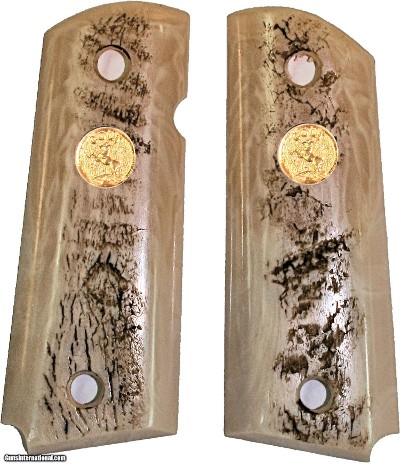 Colt 1911 Officers Model Repro Ram Horn Grips With Medallions