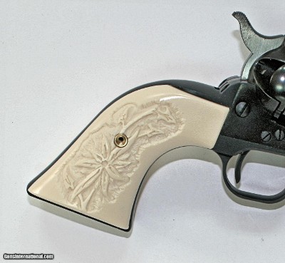 Ruger Vaquero XR3-Red Ivory-Like Grips, Pinwheel Flower