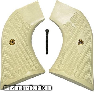 Ruger Vaquero XR3-Red Ivory-Like Grips, Fleur De Lis Checkering