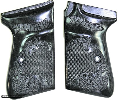 Walther PPK/S Auto Grips, Checkered With Floral Design, Black
