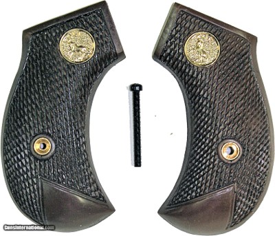 Colt 1877 Lightning Revolver Royalwood Grips, Checkered With Medallions