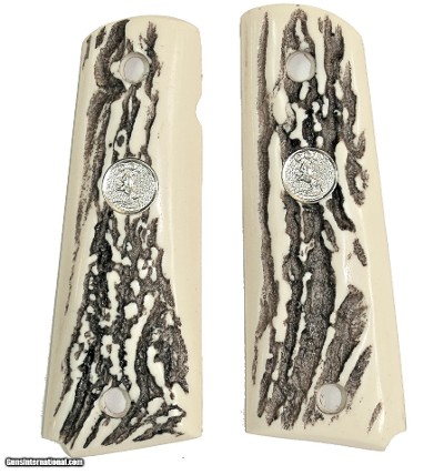 Colt 1911 Stag-Like Grips With Medallions