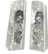 Colt 1911 Officers Model Pearl Premium Grips With Nude Lady - 1 of 1