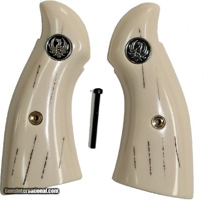 Ruger Security Six Revolver "Barked" Ivory-Like Grips With Medallions