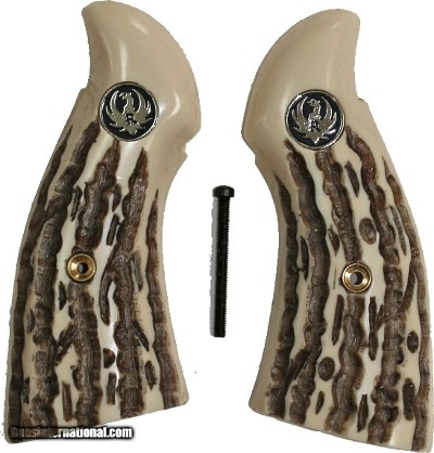 Ruger Security Six Revolver Imitation Jigged Bone Grips With Medallions