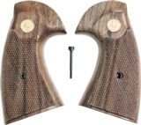 Colt Python 2nd Generation Walnut Grips, Smiley Checkered Pattern - 1 of 5