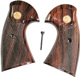 Colt Python 2nd Generation Rosewood Grips, Smiley Checkered Pattern - 1 of 6
