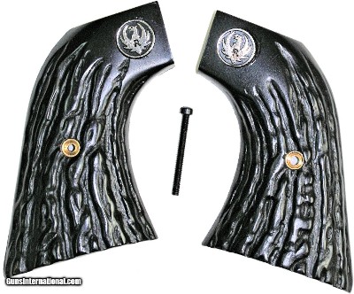Ruger New Vaquero 2005 & 50th Anniv. Blackhawk .357 Imitation Jigged Buffalo Horn Grips With Medallions