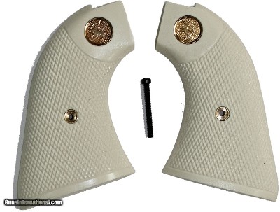 Colt Scout & Frontier Ivory-Like Grips, Checkered With Medallions