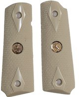 Colt 1911 Ivory-Like Grips, Checkered Double Diamond With Medallions