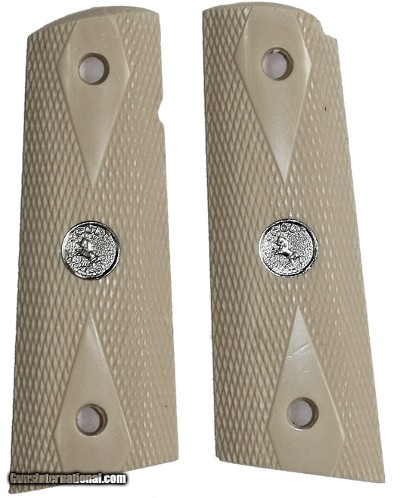Colt 1911 Ivory-Like Grips, Checkered Double Diamond With Medallions