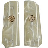 Colt 1911 Officers Model Pearl Premium Grips With Medallions, White - 1 of 1