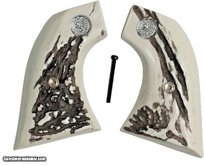 Colt SAA Single Action Army Stag-Like Grips, 3rd Generation, With Medallions