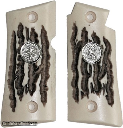 Colt Mustang & Colt Pocketlite Imitation Jigged Bone Grips With Medallions