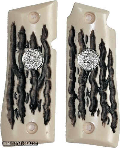 Colt Government Model .380 or Colt Mustang Plus II Jigged Bone Grips With Medallions