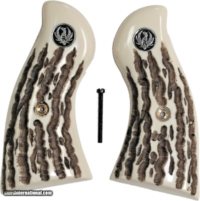 Ruger Redhawk Revolver Imitation Jigged Bone Grips With Medallions