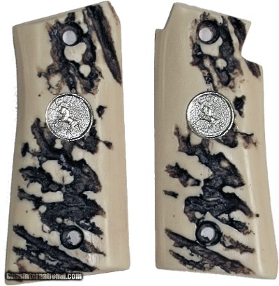Colt Mustang & Colt Pocketlite Stag-Like Grips With Medallions