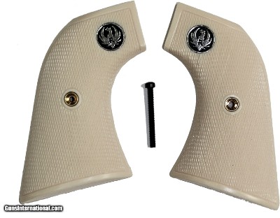Ruger New Vaquero 2005 XR3 & 50th Anniv. Blackhawk .357 Ivory-Like Grips, Checkered With Medallions
