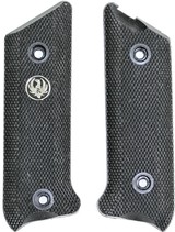 Ruger MKII .22 Auto Black Checkered Grips, 1982-, Medallion in Right Grip