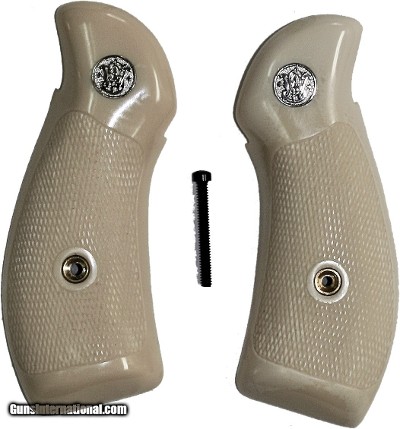 Smith & Wesson K & L Frame Ivory-Like Grips, Round Butt, Checkered