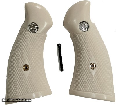 Smith & Wesson K & L Frame Ivory-Like Grips, Checkered, Square Butt