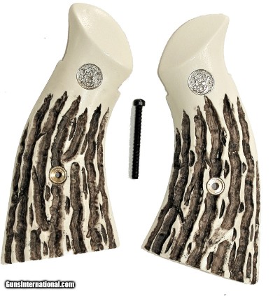 Smith & Wesson K
& L Frame Imitation Jig Bone Grips, Square Butt, Medallions