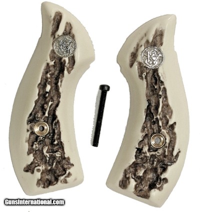 Smith & Wesson J Frame Stag-Like Grips, Round Butt With Medallions
