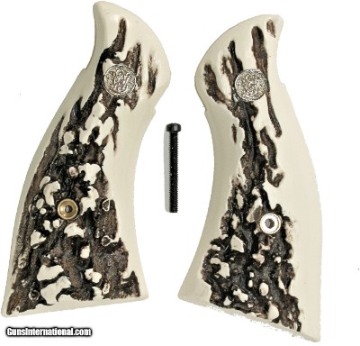 Smith & Wesson K & L Frame Stag-Like Grips, Square Butt With Medallions