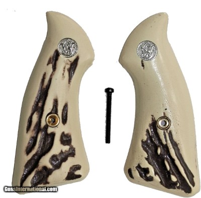Smith & Wesson J Frame Stag-Like Grips, Square Butt, Medallions