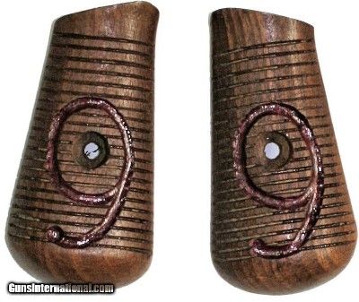 Mauser Bolo Broomhandle Walnut Grips, Red Nine