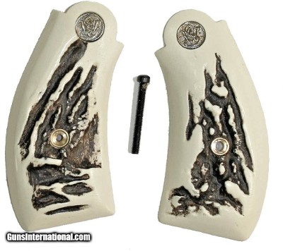 Smith & Wesson K & L Frame Service Style Stag-Like Grips, Round Butt