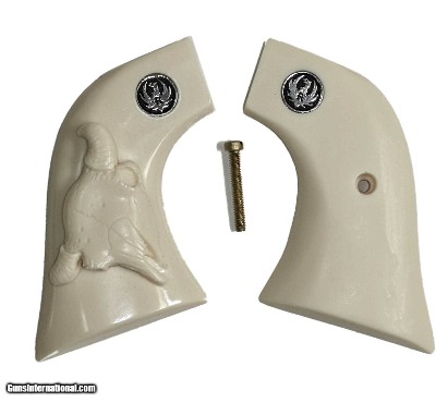 Ruger Wrangler Ivory-Like Grips With Bison Skull & Medallions