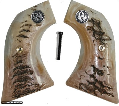 Ruger Wrangler Repro Ram Horn Grips With Medallions
